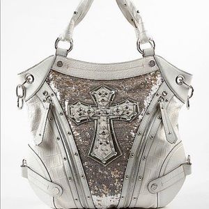 Miss me purse with cross and sequins